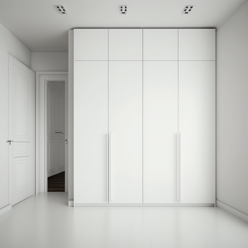 белый шкаф в современной квартире с закрытыми дверями